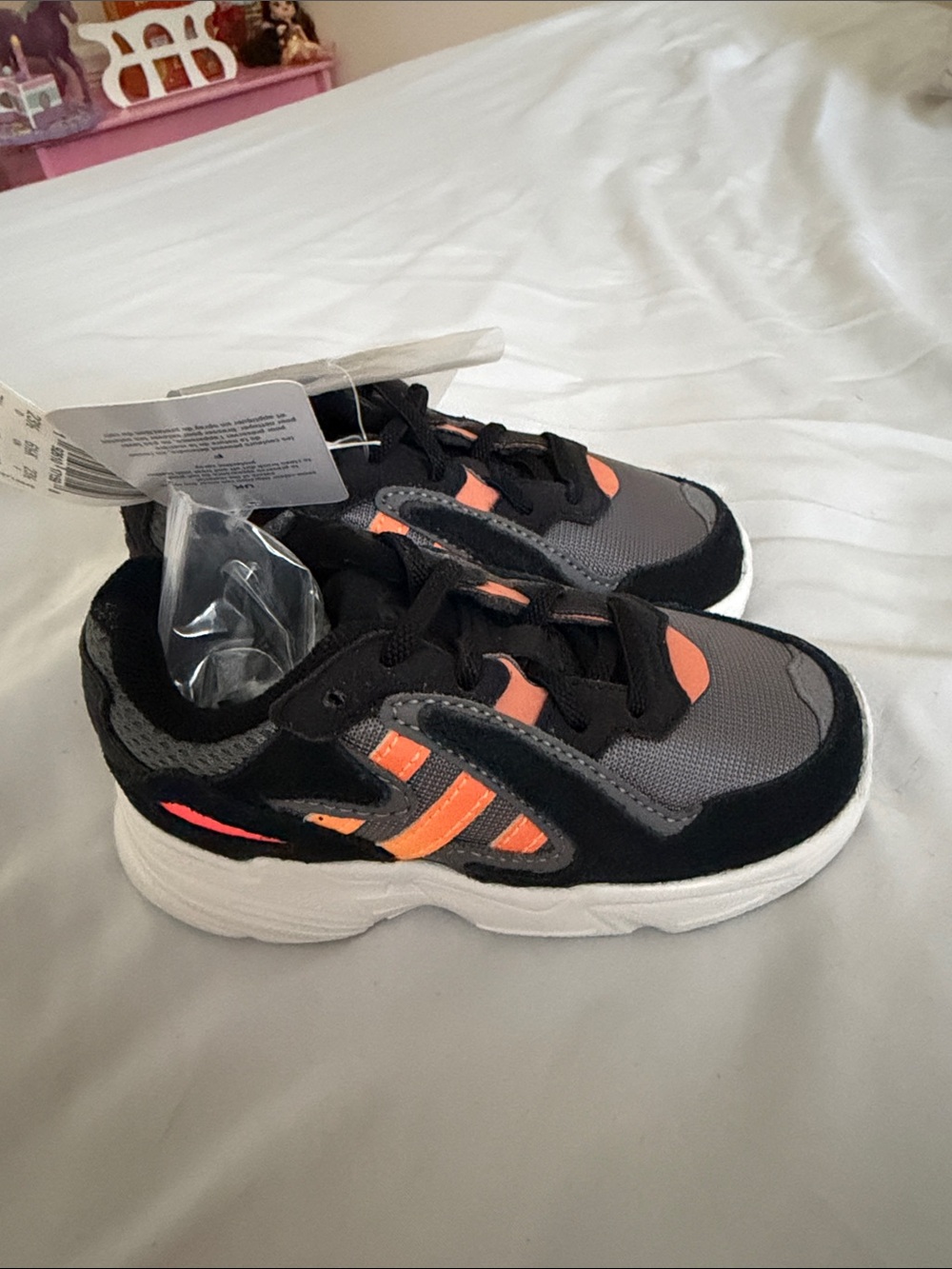 adidas Originals Kids Black, Gray & Orange Sneakers